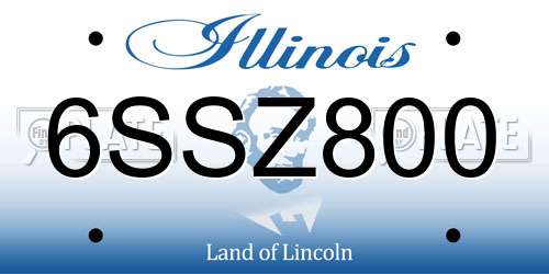 6SSZ800 Illinois License Plate