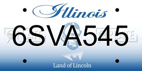 6SVA545 Illinois License Plate