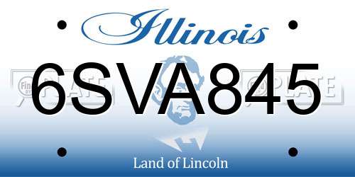 6SVA845 Illinois License Plate
