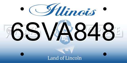 6SVA848 Illinois License Plate