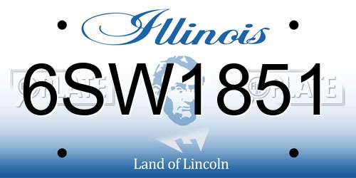 6SW1851 Illinois License Plate