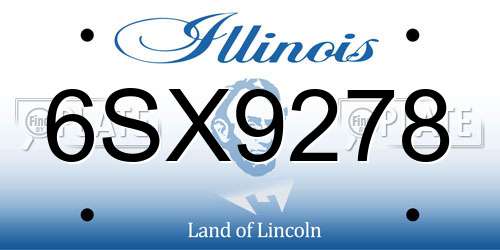 6SX9278 Illinois License Plate