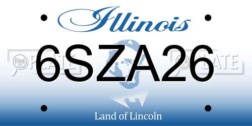 6SZA26 Illinois License Plate