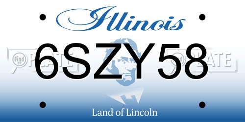 6SZY58 Illinois License Plate