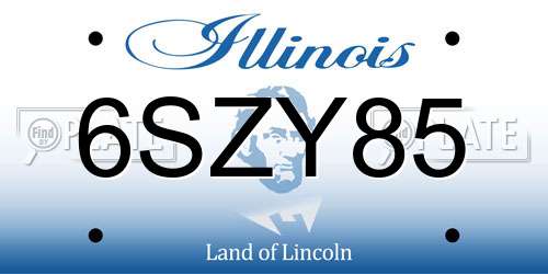 6SZY85 Illinois License Plate