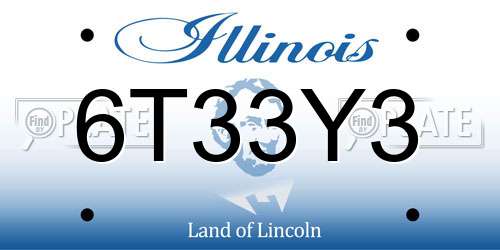 6T33Y3 Illinois License Plate