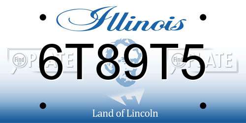 6T89T5 Illinois License Plate