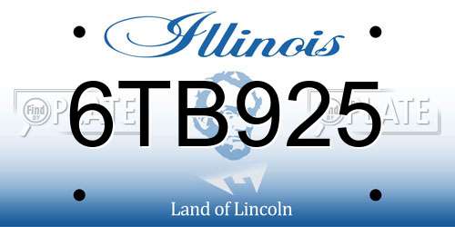6TB925 Illinois License Plate