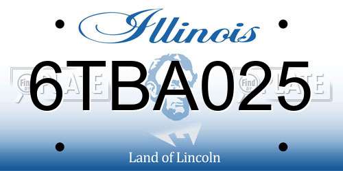 6TBA025 Illinois License Plate
