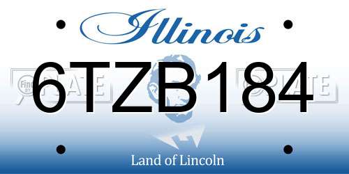 6TZB184 Illinois License Plate