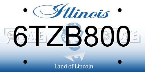 6TZB800 Illinois License Plate