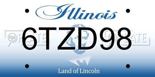 6TZD98 Illinois License Plate