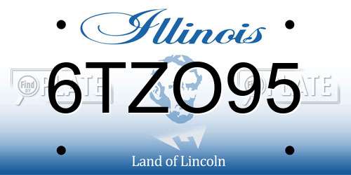 6TZO95 Illinois License Plate