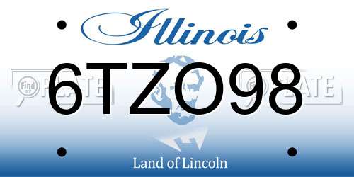 6TZO98 Illinois License Plate