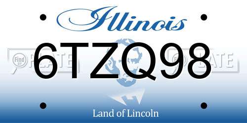 6TZQ98 Illinois License Plate