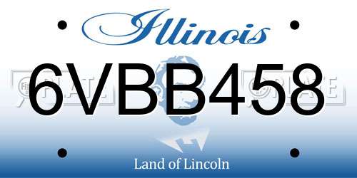 6VBB458 Illinois License Plate
