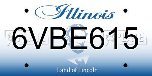 6VBE615 Illinois License Plate