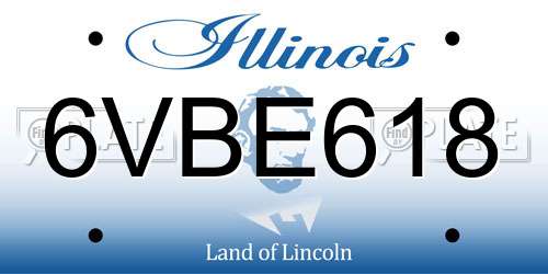 6VBE618 Illinois License Plate