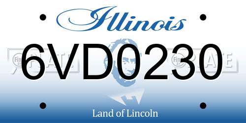 6VD0230 Illinois License Plate
