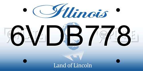 6VDB778 Illinois License Plate