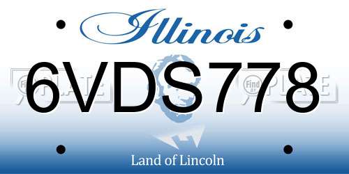 6VDS778 Illinois License Plate