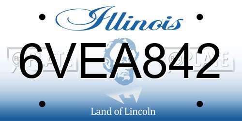 6VEA842 Illinois License Plate
