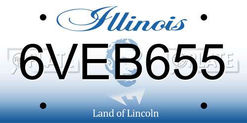 6VEB655 Illinois License Plate