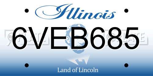 6VEB685 Illinois License Plate