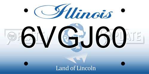 6VGJ60 Illinois License Plate