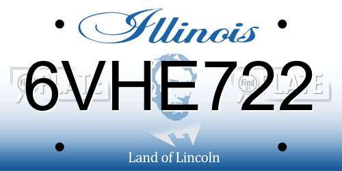 6VHE722 Illinois License Plate