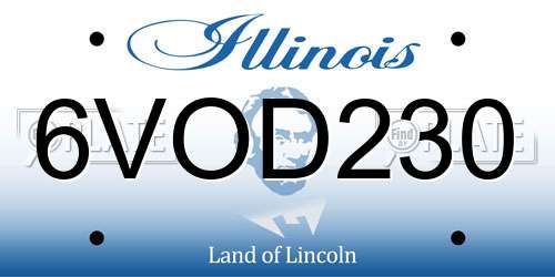 6VOD230 Illinois License Plate