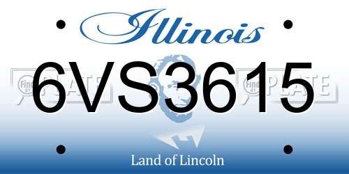 6VS3615 Illinois License Plate