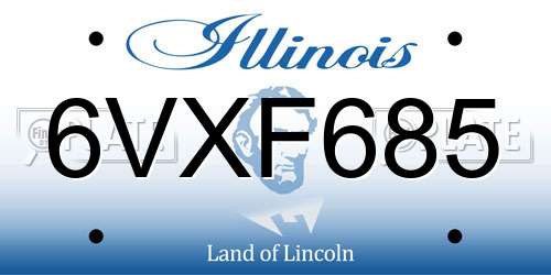 6VXF685 Illinois License Plate