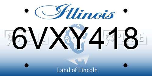 6VXY418 Illinois License Plate