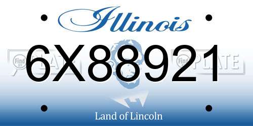 6X88921 Illinois License Plate