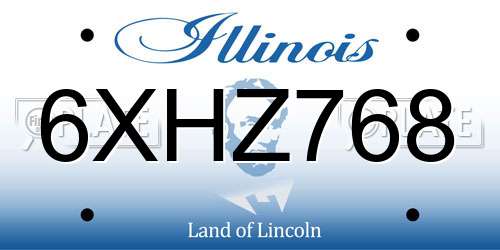 6XHZ768 Illinois License Plate