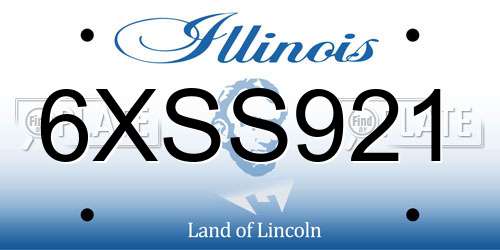 6XSS921 Illinois License Plate