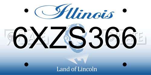 6XZS366 Illinois License Plate