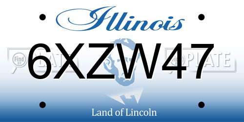 6XZW47 Illinois License Plate