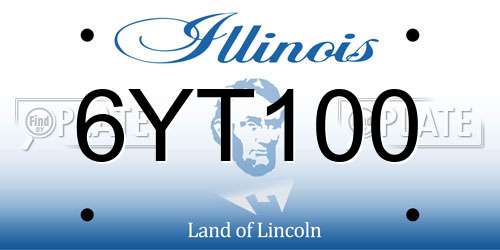 6YT100 Illinois License Plate