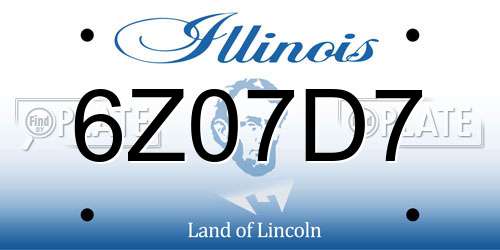 6Z07D7 Illinois License Plate