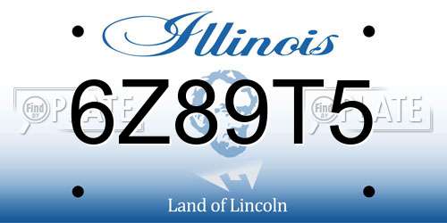 6Z89T5 Illinois License Plate