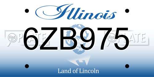 6ZB975 Illinois License Plate