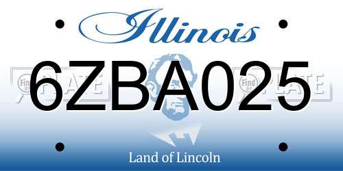 6ZBA025 Illinois License Plate