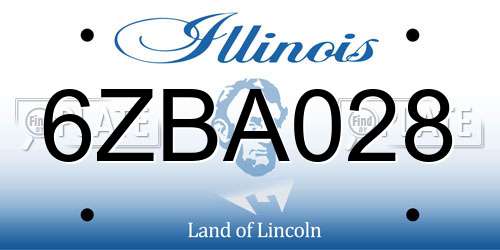 6ZBA028 Illinois License Plate