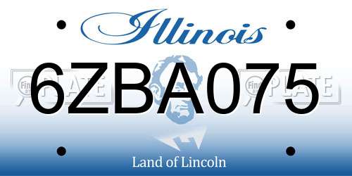 6ZBA075 Illinois License Plate