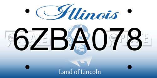 6ZBA078 Illinois License Plate