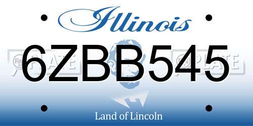 6ZBB545 Illinois License Plate