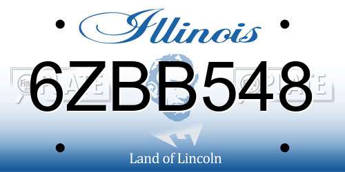 6ZBB548 Illinois License Plate