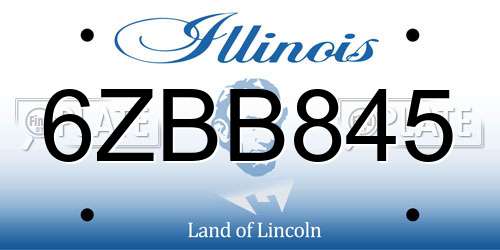 6ZBB845 Illinois License Plate